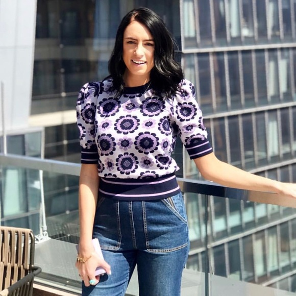 Kate Spade Geo Floral Cropped Sweater 